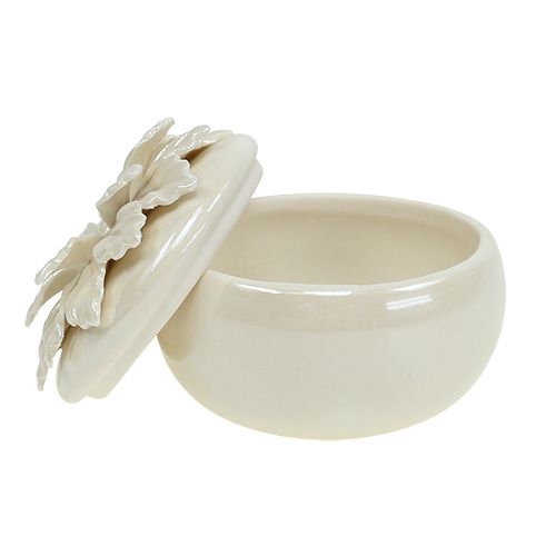 Floristik24 Caja de porcelana crema Ø7,5cm H6cm