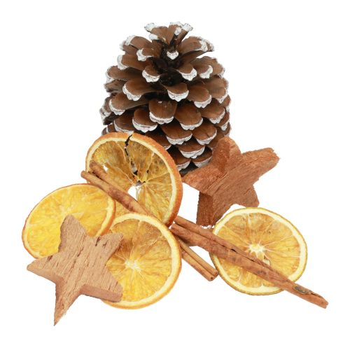 Floristik24 Popurrí navideño rodajas de naranja conos canela madera 150g