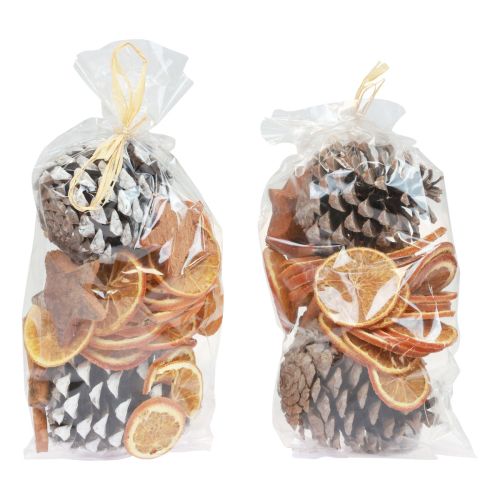 Floristik24 Popurrí navideño rodajas de naranja conos canela madera 150g