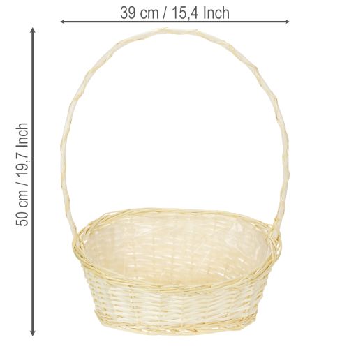 Cesta de regalo de aproximadamente 38 cm x 27 cm, de color claro. | Floristik24.es