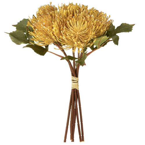 Artículo Alfiletero artificial de Protea Leucospermum amarillo 30cm 6 uds