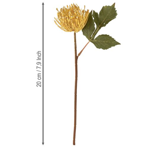 Artículo Alfiletero artificial de Protea Leucospermum amarillo 30cm 6 uds