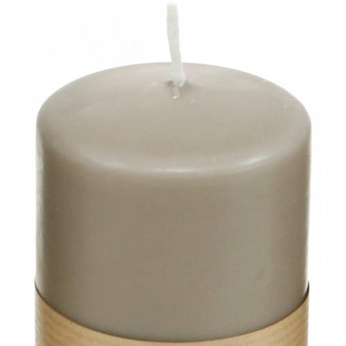 Artículo Vela de pilar puro marrón 90/60 vela de cera natural decoración sostenible de velas de colza estearina