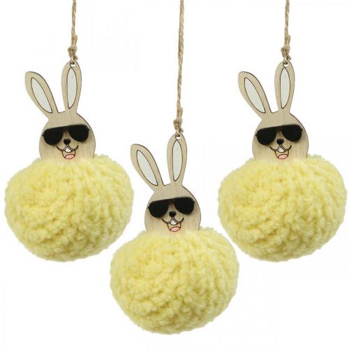 Floristik24 Colgante decorativo conejito amarillo decoración conejito Pascua Ø7cm 6 piezas