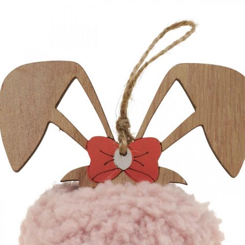 Artículo Colgante conejito rosa colgante deco de madera Ø5cm-10cm 6 piezas