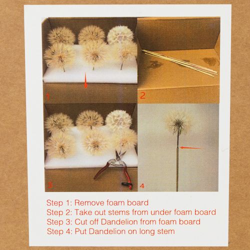 Artículo Flor decorativa de diente de león artificial para diseño interior moderno, accesorio para el hogar, 50 cm, 4 piezas