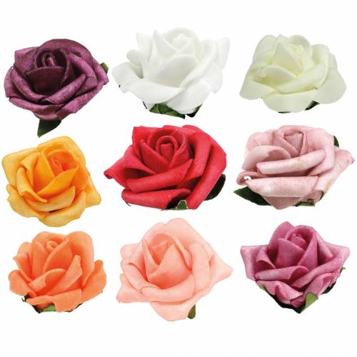 Floristik24 Rosa de foam Ø3,5cm varios colores 48uds