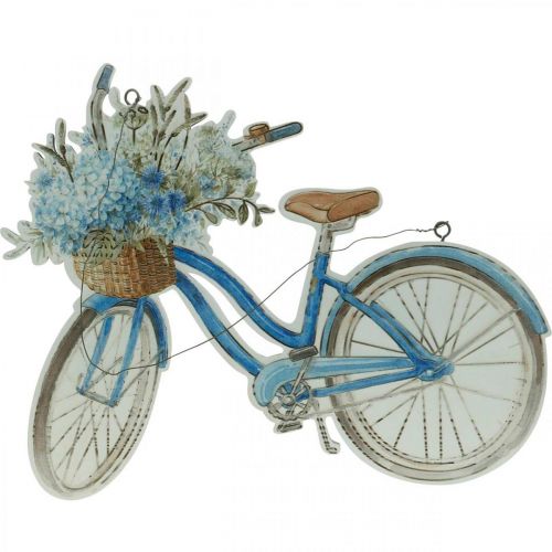 Artículo Letrero de madera decorativa para colgar bicicleta verano azul, blanco 31 × 25cm