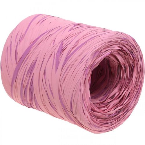 Artículo Cinta de regalo multicolor de rafia rosa-rosa, artículos de floristería, cinta decorativa L200m