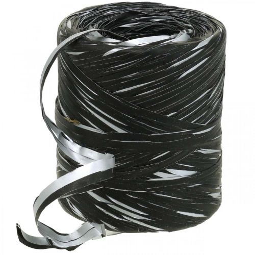 Floristik24 Cinta de rafia cinta de regalo de plata negra cinta decorativa 200m