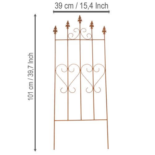 Artículo Enrejado con motivo de corazón, ayuda para trepar de estilo romántico para caminos de jardín o terrazas, 101 cm