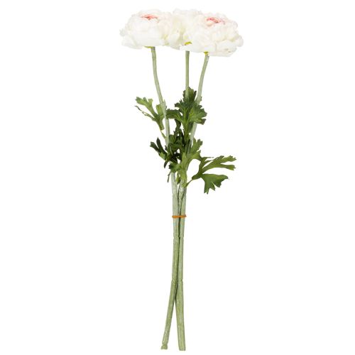 Artículo Ranúnculo artificial con delicadas flores para una decoración elegante y de fácil cuidado, 51 cm, 3 piezas.