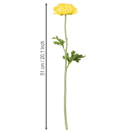 Artículo Ranúnculo artificial como flor individual para una decoración elegante y de bajo mantenimiento, 51 cm, 3 piezas