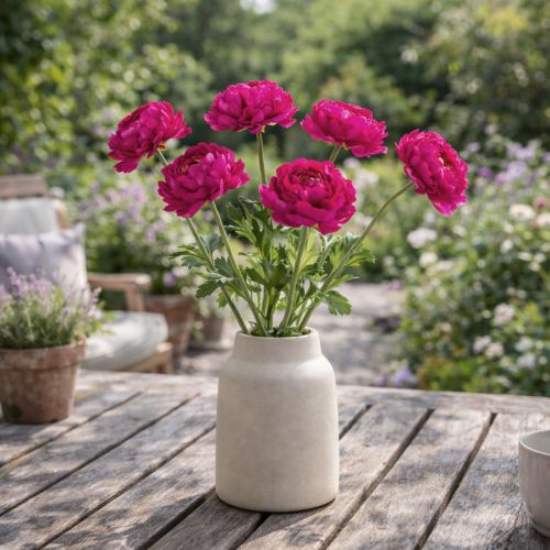 Artículo Ranúnculo artificial como flor individual para un diseño interior atemporal y versátil, 51 cm, 3 piezas