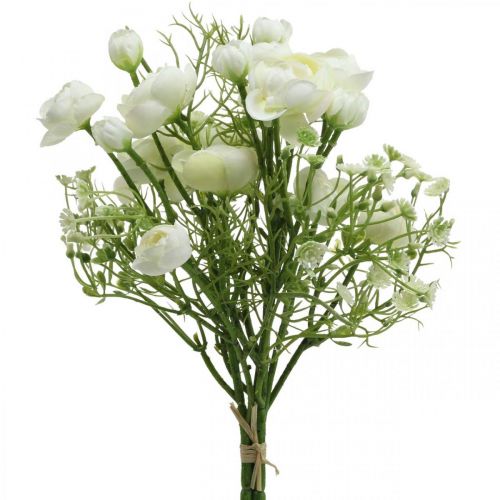 Floristik24 Ramo de Ranúnculos Flores Artificiales Flores de Seda Blanco L37cm