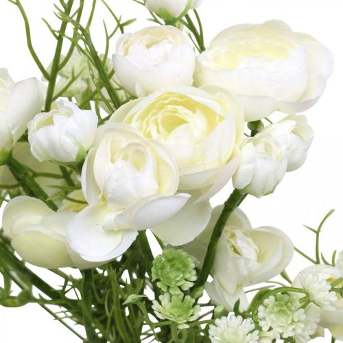 Artículo Ramo de Ranúnculos Flores Artificiales Flores de Seda Blanco L37cm