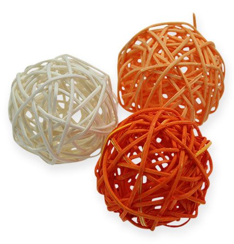 Floristik24 Bolas de rattan 4,5cm naranja albaricoque 30uds