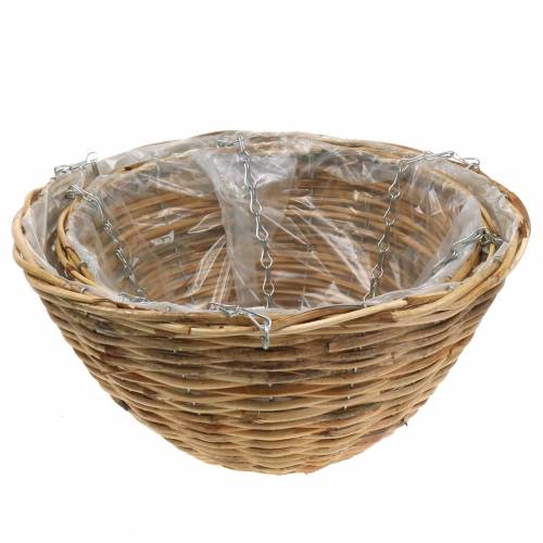 Floristik24 Cesta colgante de ratán Ø35 / Ø40cm, juego de 2