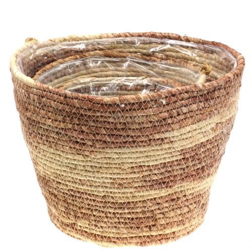 Artículo Cesta para plantas mimbre natural/marrón Ø26/22/16cm 3pcs