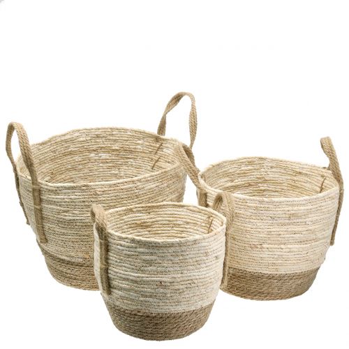 Floristik24 Cesta de mimbre natural/marrón Ø40/32/26cm 3pcs