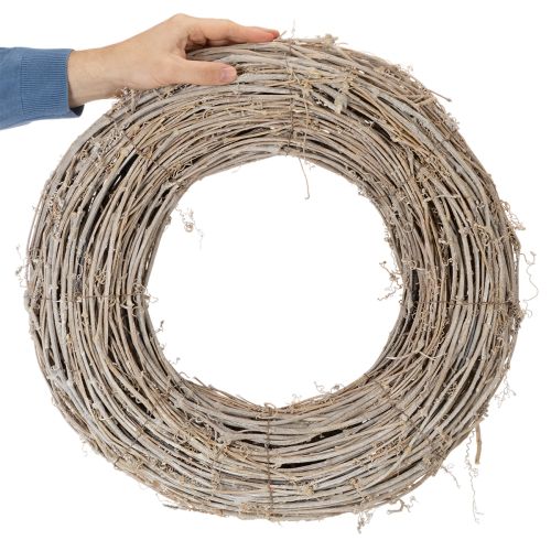Corona decorativa, ramas de ratán, blanqueada, para diseño creativo, 50 cm | Floristik24.es