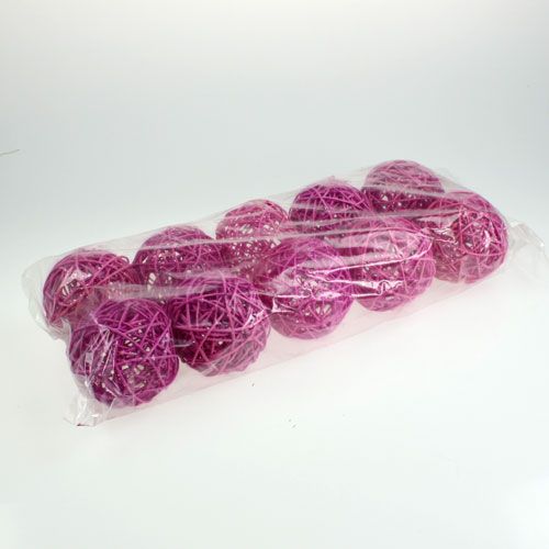 Floristik24 Bola de ratán 10cm violeta 10pcs