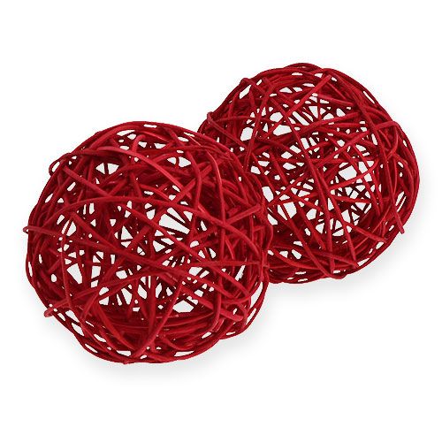 Floristik24 Bola de ratán 10cm rojo 10pcs