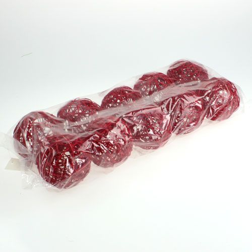 Floristik24 Bola de ratán 10cm rojo 10pcs