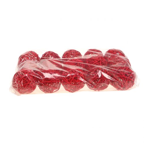 Floristik24 Bola de ratán roja Ø7.5cm 15pcs