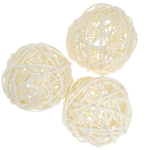 Floristik24 Bola de ratán blanqueada Ø7,5cm 15pcs