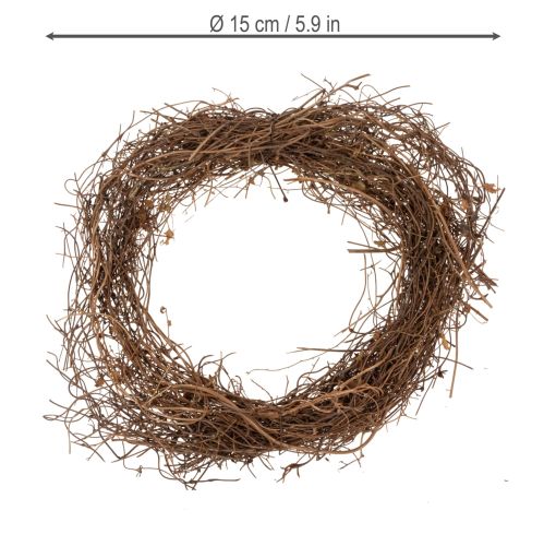 Artículo Corona de vid natural Ø15cm, juego de 10 - Ideal para decoraciones de otoño, Navidad, Pascua y funerales