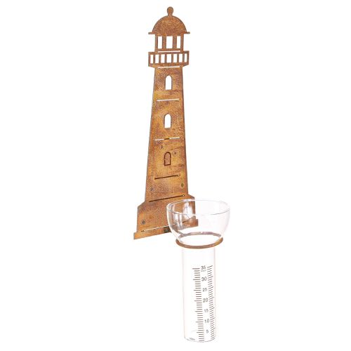 Artículo Pluviómetro con aspecto oxidado en forma de faro: pluviómetro decorativo para jardín y vallas, 41 cm, óxido
