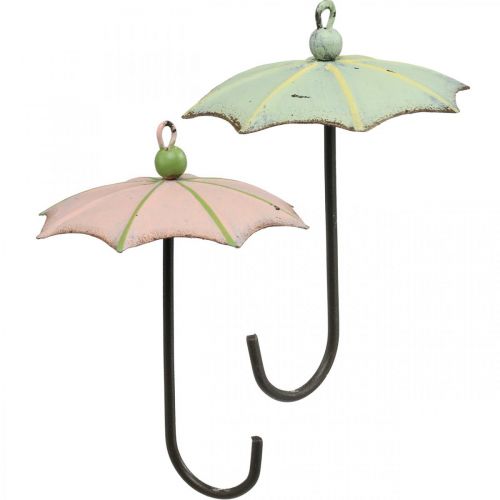 Sombrillas para colgar, decoración primaveral, sombrilla, decoración de metal rosa, verde H12.5cm Ø9cm 4pcs
