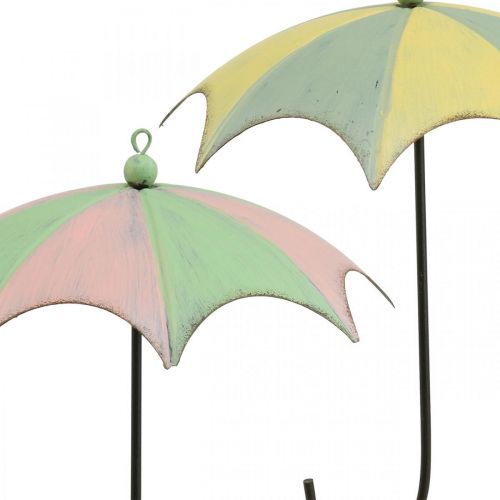 Artículo Paraguas de metal, primavera, paraguas colgantes, decoración de otoño rosa/verde, azul/amarillo H29.5cm Ø24.5cm juego de 2