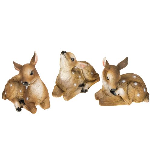Floristik24 Figura de ciervo decorativa de cervatillo tumbado para mesa, 13 x 6,5 x 12 cm, 3 unidades