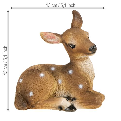 Artículo Figura de ciervo decorativa de cervatillo tumbado para mesa, 13 x 6,5 x 12 cm, 3 unidades