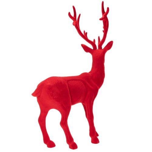 Figura decorativa de un ciervo de pie, grande, decoración navideña aterciopelada, 85 cm. | Floristik24.es