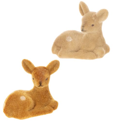 Figura decorativa de cervatillo reclinado para decoración de mesa, 8 cm, 6 piezas