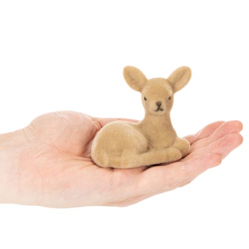 Figura decorativa de cervatillo reclinado para decoración de mesa, 8 cm, 6 piezas | Floristik24.es
