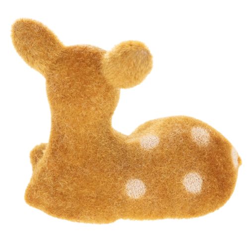 Figura decorativa de cervatillo reclinado para decoración de mesa, 8 cm, 6 piezas | Floristik24.es
