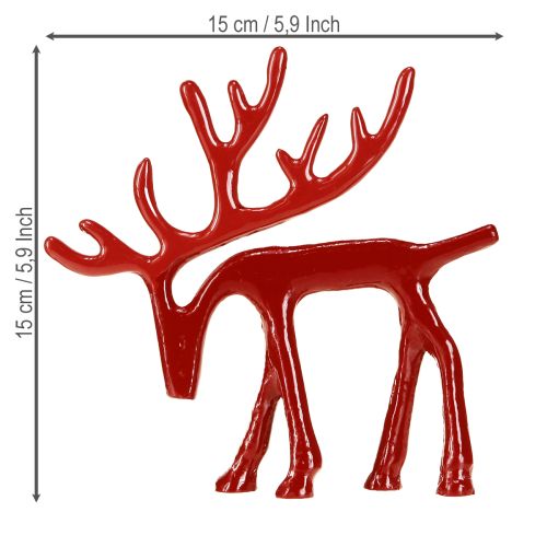 Artículo Figura decorativa reno metal decoración mesa Navidad rojo 15cm