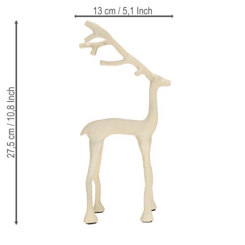 Artículo Figura de ciervo decorativa de reno, metal, arcilla gris, óptica, altura 27,5 cm.