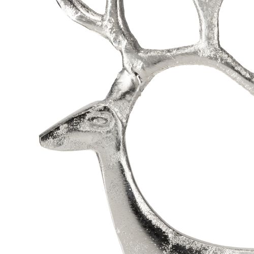 Artículo Figura de ciervo decorativa Reno de metal plateado 31cm