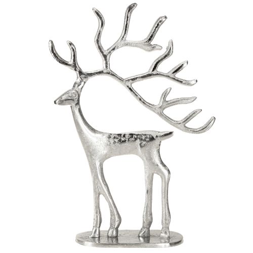Artículo Figura de ciervo decorativa de reno de metal plateado H31cm