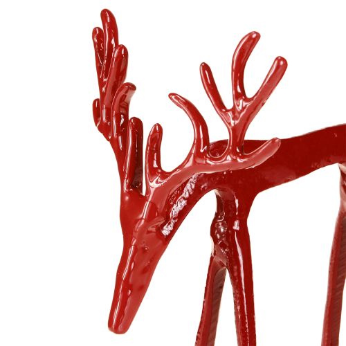 Artículo Figura metálica decorativa de reno para Navidad, color rojo, 16×13×19 cm