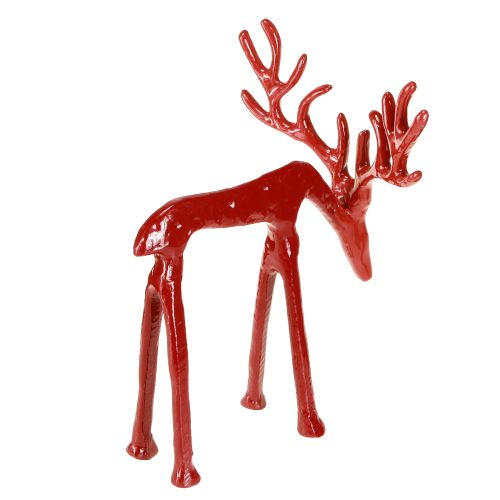 Artículo Figura metálica decorativa de reno para Navidad, color rojo, 16×13×19 cm