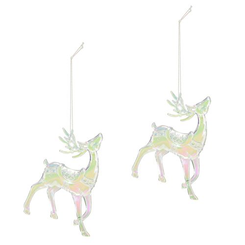 Artículo Decoración de renos Adornos navideños iridiscentes H12cm 3 piezas