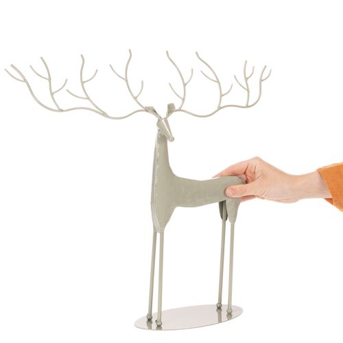Escultura decorativa de ciervo con grandes astas, estilo moderno de metal, 48 cm. | Floristik24.es