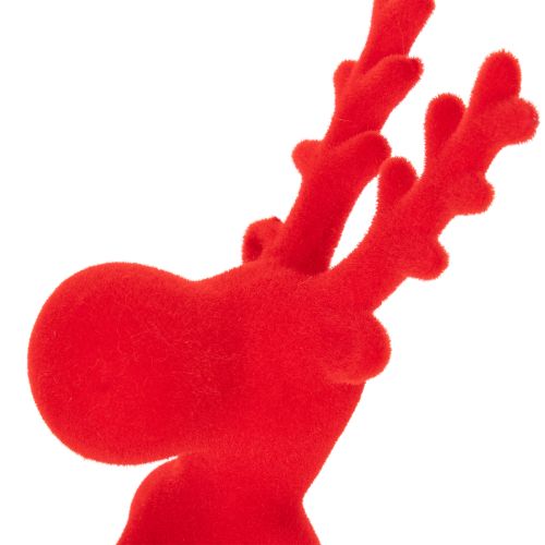 Figura decorativa de reno rojo, tumbado, diseño moderno, 24 cm, 2 piezas. | Floristik24.es