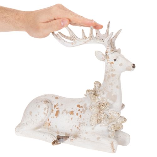 Figura decorativa de un ciervo sentado con astas, 30 cm. | Floristik24.es